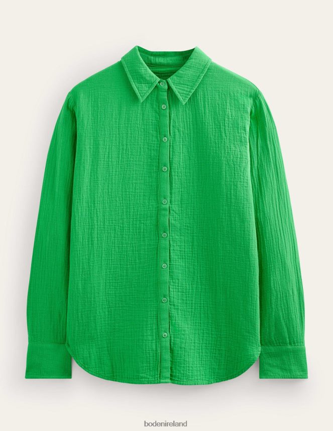 Bright Green Clothing Cotton Texture Shirt Boden Women L466L62172