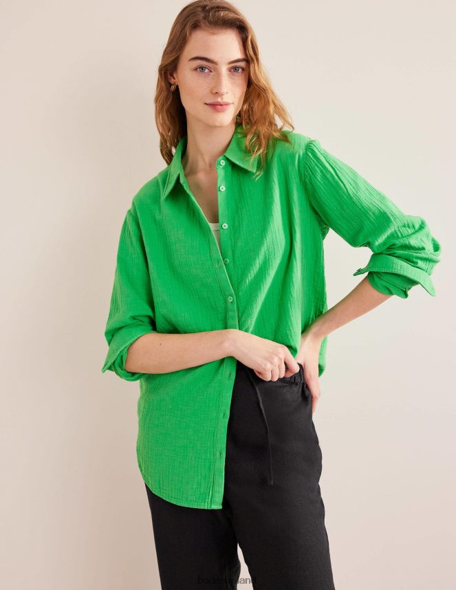 Bright Green Clothing Cotton Texture Shirt Boden Women L466L62172