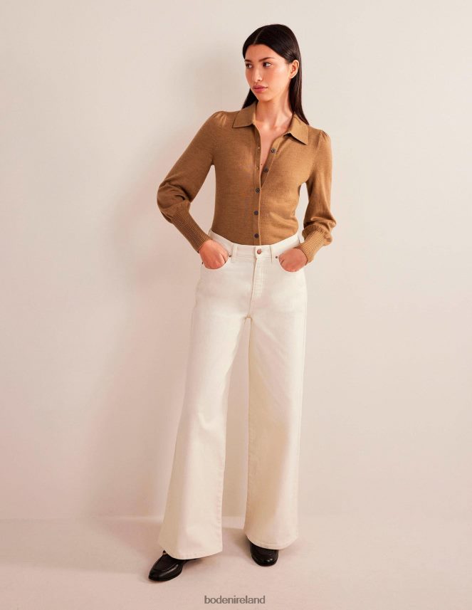 Camel Melange Clothing Merino Detail Cuff Shirt Boden Women L466L61440