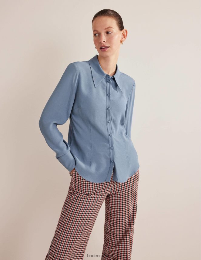 Captains Blue Clothing Fitted Workwear Shirt Boden Women L466L61726