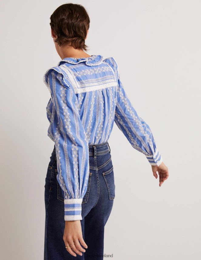 Chambray Clothing Crochet Trim Blouse Boden Women L466L61956