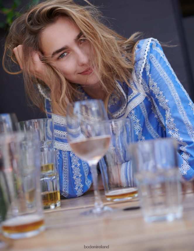 Chambray Clothing Crochet Trim Blouse Boden Women L466L61956