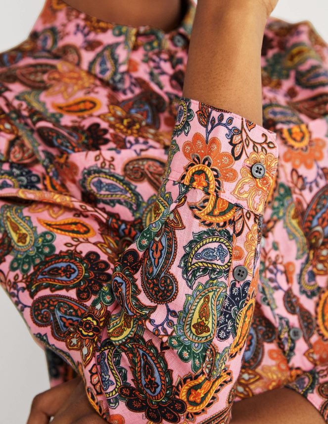 Cherry Blossom & Paisley Charm Clothing Linen Shirt Boden Women L466L62034