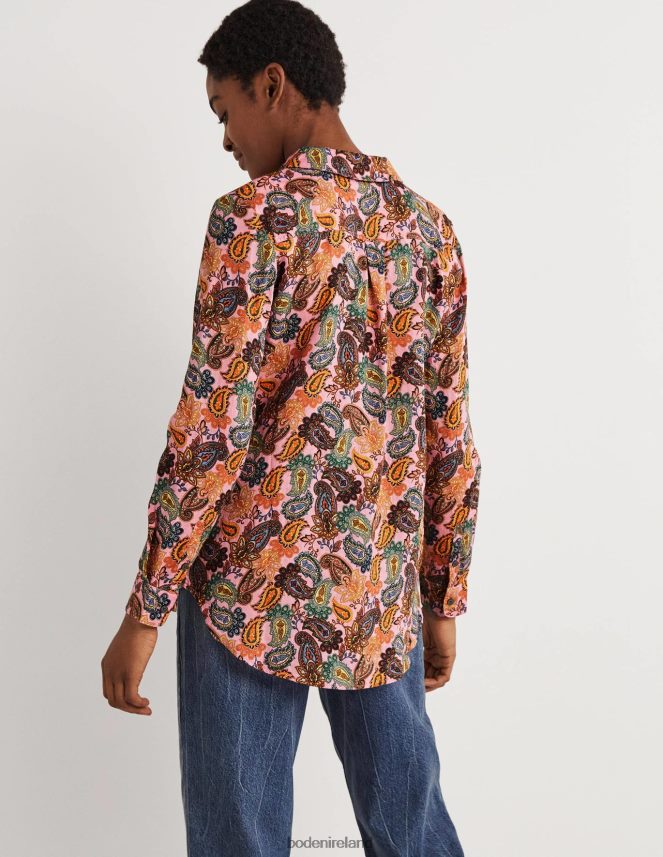 Cherry Blossom & Paisley Charm Clothing Linen Shirt Boden Women L466L62034