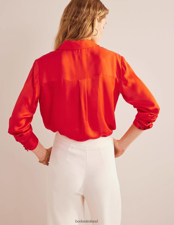 Cherry Tomato Clothing Relaxed Satin Shirt Boden Women L466L61117