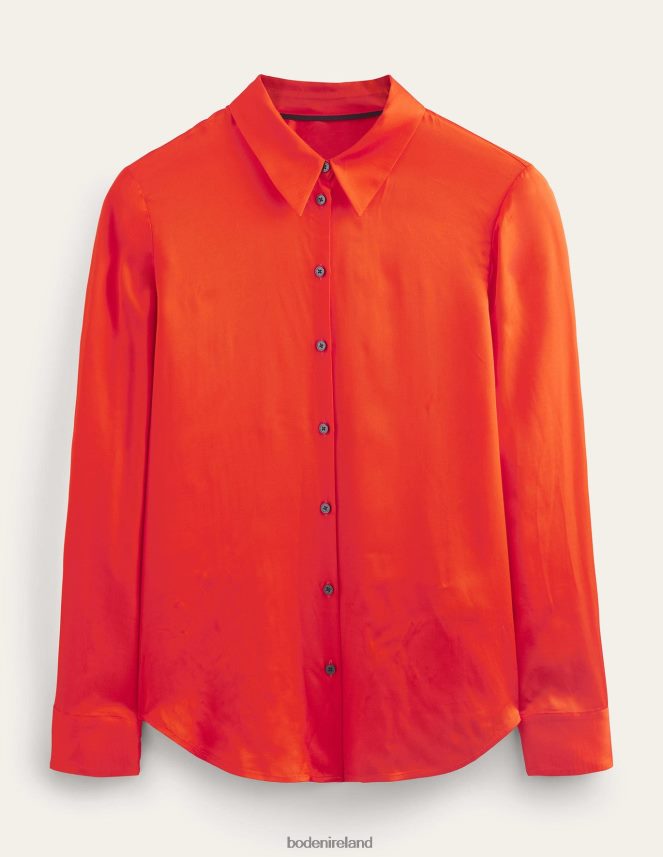 Cherry Tomato Clothing Relaxed Satin Shirt Boden Women L466L61117
