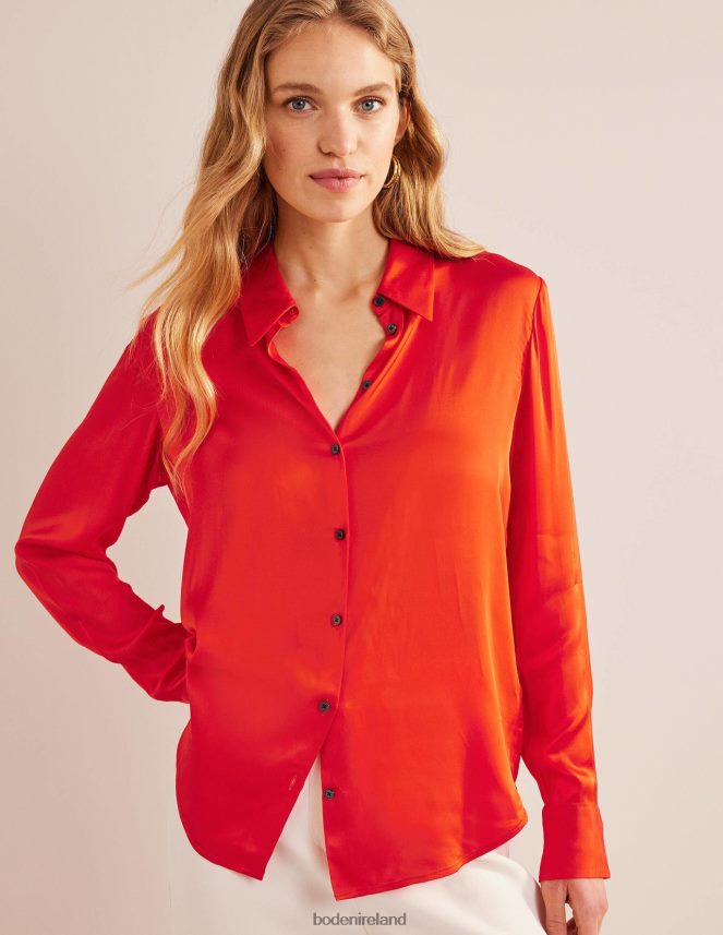 Cherry Tomato Clothing Relaxed Satin Shirt Boden Women L466L61117