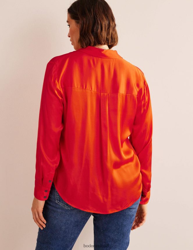 Cherry Tomato Clothing Relaxed Satin Shirt Boden Women L466L61117