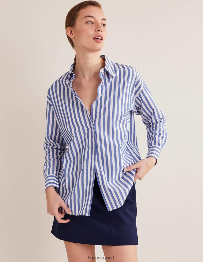 Cobalt Stripe Clothing Oversized Cotton Shirt Boden Women L466L61084