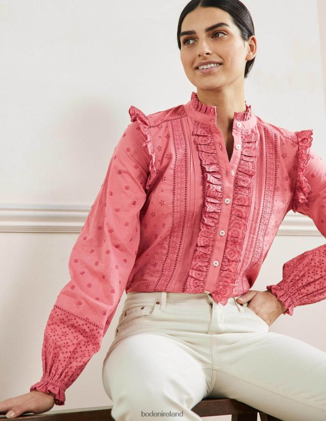 Dusty Red Clothing Iris Broderie Shirt Boden Women L466L62425