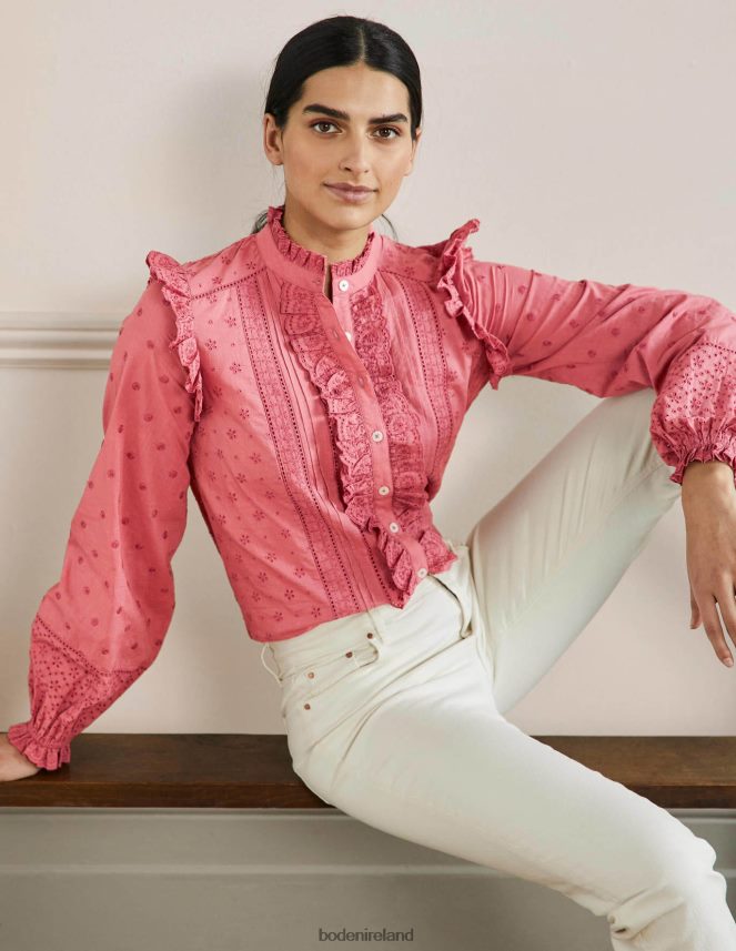 Dusty Red Clothing Iris Broderie Shirt Boden Women L466L62425