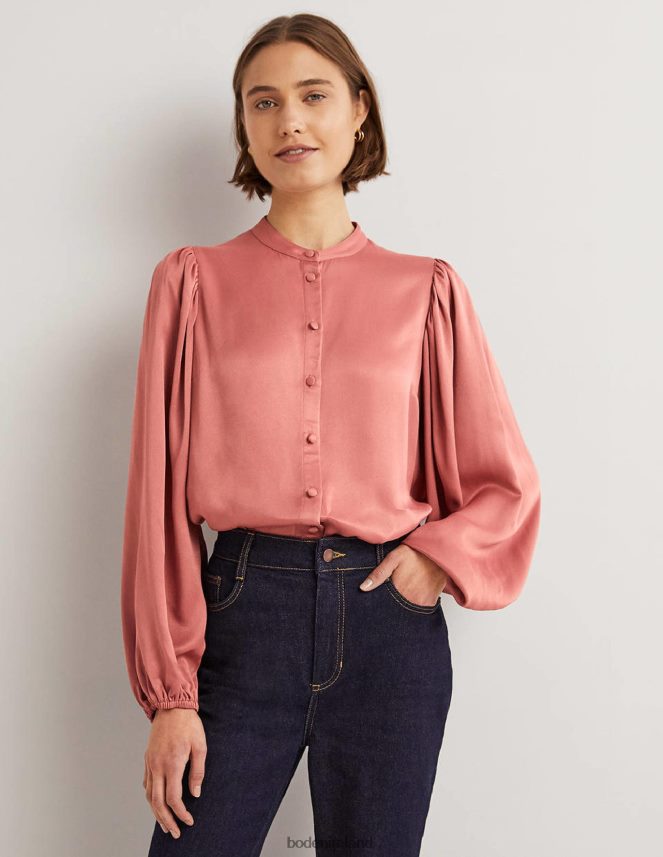 Dusty Rose Clothing Blouson Sleeve Satin Shirt Boden Women L466L61892