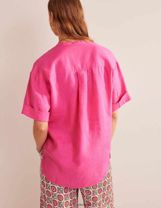 Festival Pink Clothing Kimono Sleeve Linen Shirt Boden Women L466L61085