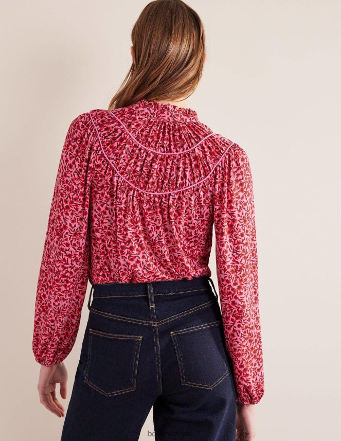 Gin Fizz & Abstract Vine Clothing Ruched Yoke Jersey Shirt Boden Women L466L61446