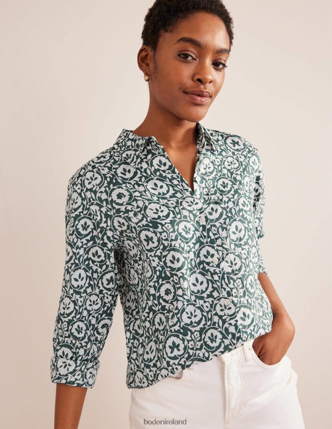 Green & Enchanting Bloom Clothing New Linen Shirt Boden Women L466L62520