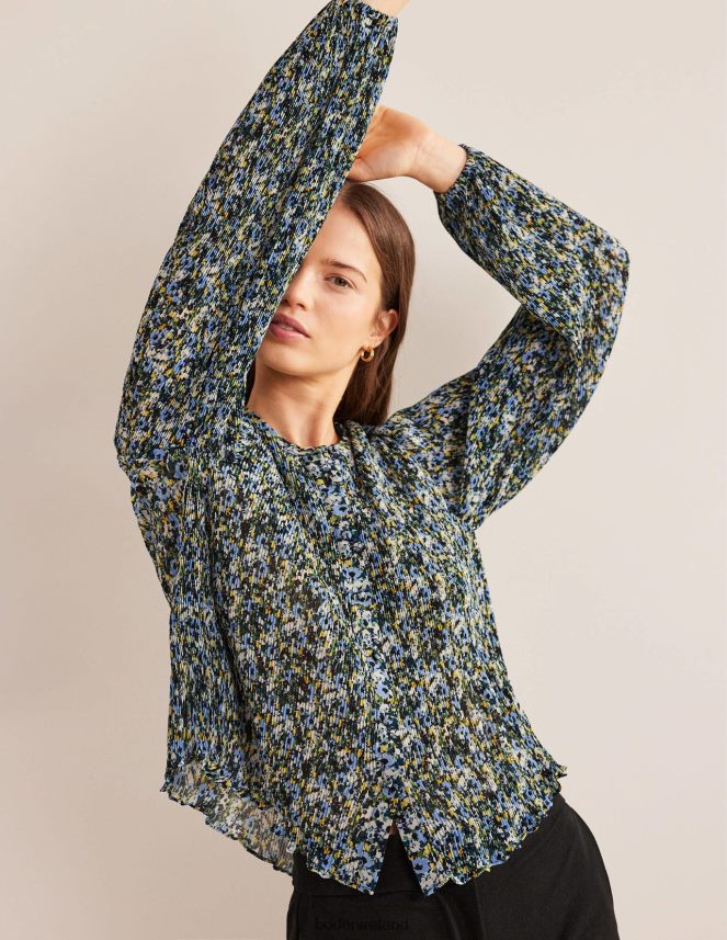 Linseed & Painterly Floret Clothing Plisse Pleat Blouse Boden Women L466L61682