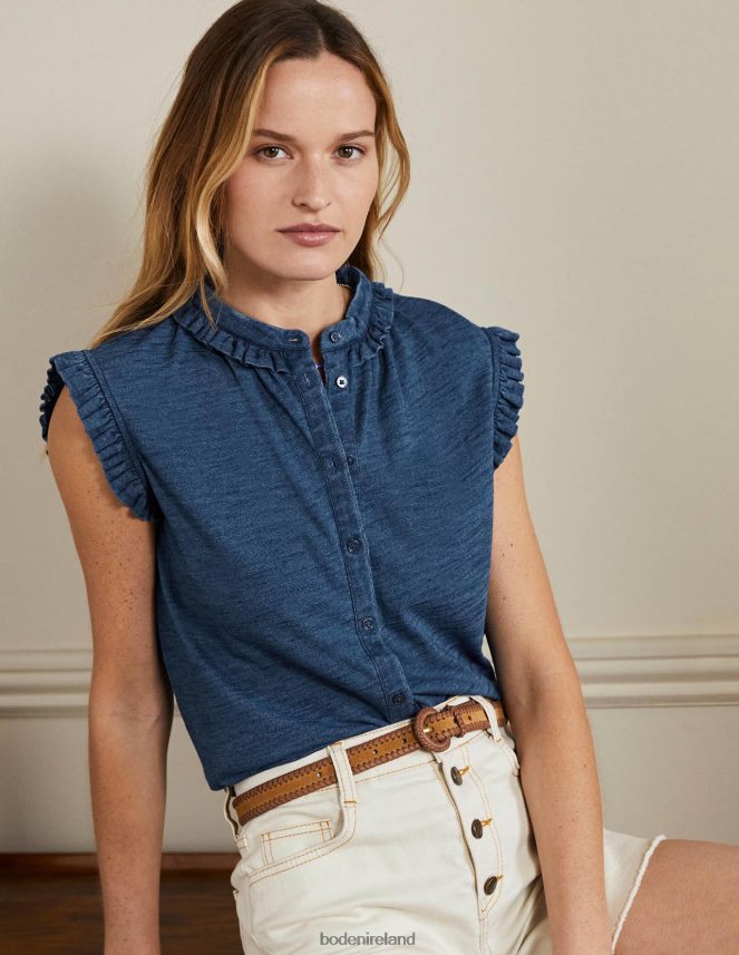 Mid Indigo Clothing Daphne Frilly Sleeveless Shirt Boden Women L466L62402