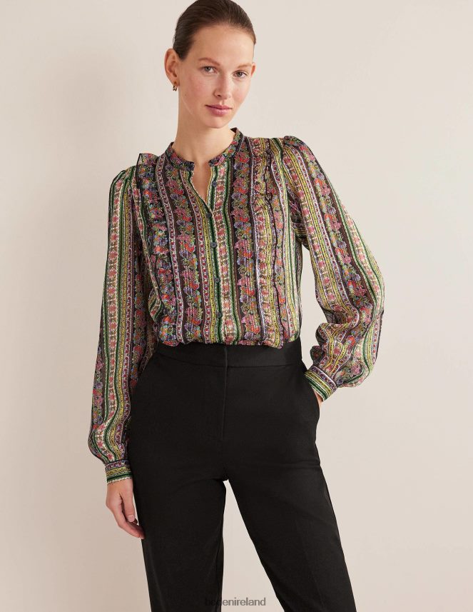 Multi & Carnation Bloom Clothing Ruffle Printed Shirt Boden Women L466L61858