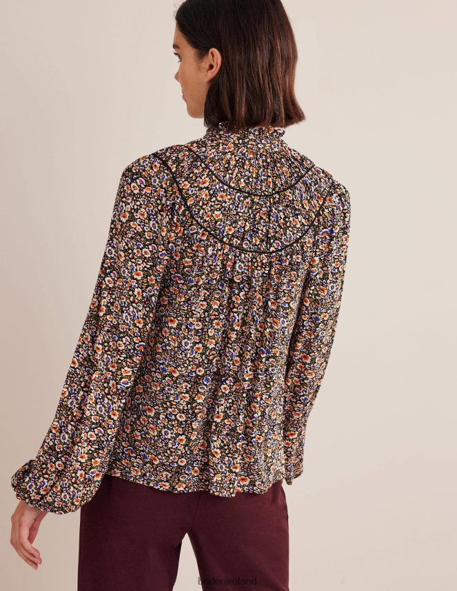 Multi & Eden Bloom Clothing Ruched Yoke Jersey Shirt Boden Women L466L62222