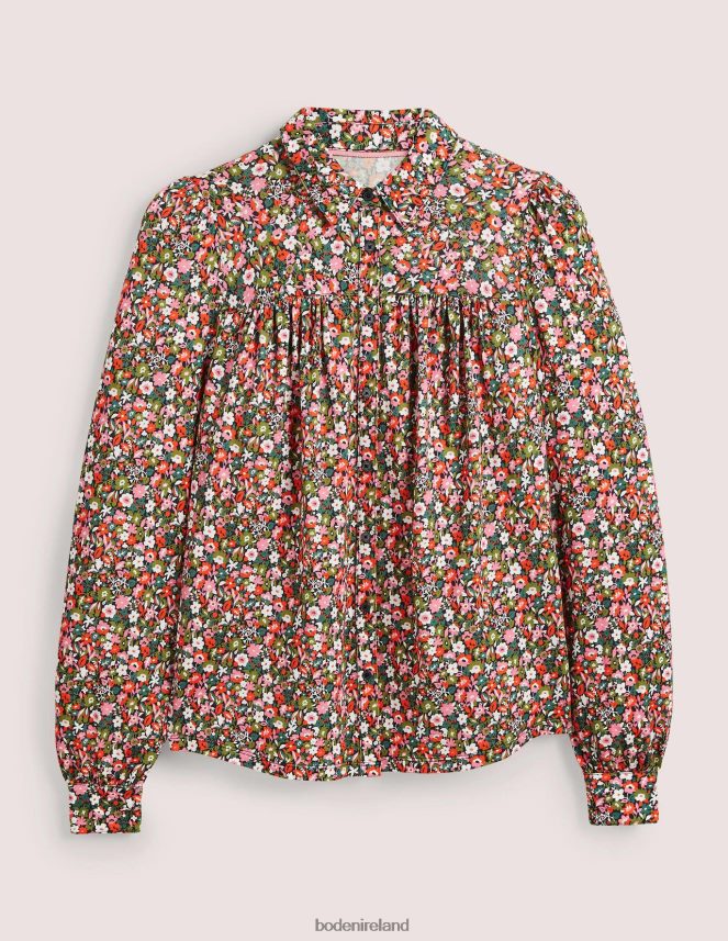 Multi & Floret Meadow Clothing Gathered Detail Shirt Boden Women L466L62395