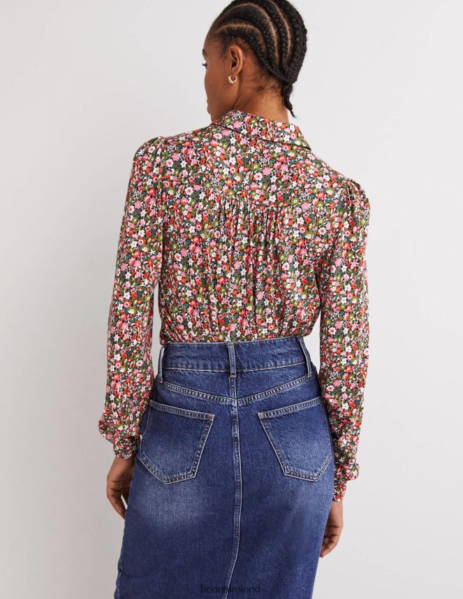 Multi & Floret Meadow Clothing Gathered Detail Shirt Boden Women L466L62395