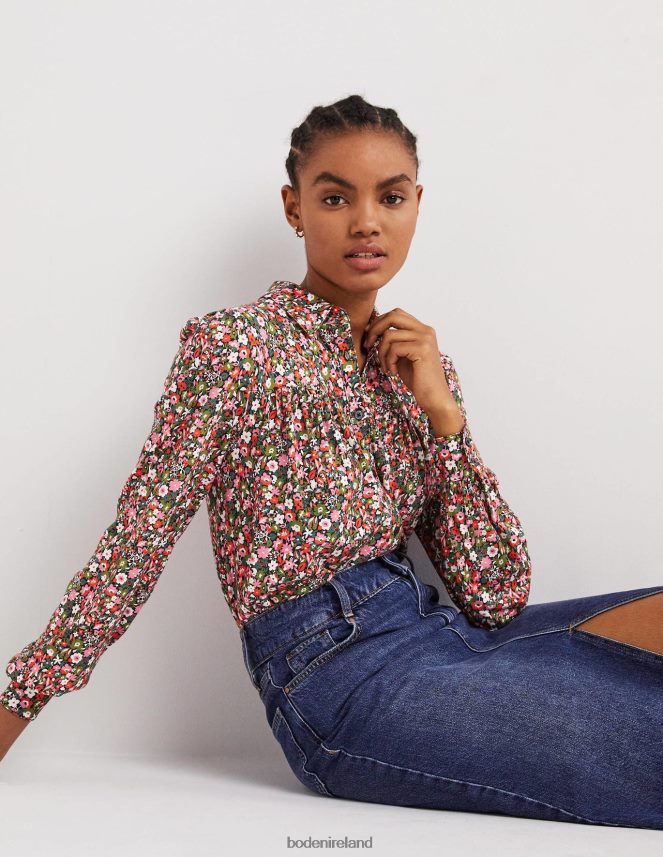 Multi & Floret Meadow Clothing Gathered Detail Shirt Boden Women L466L62395