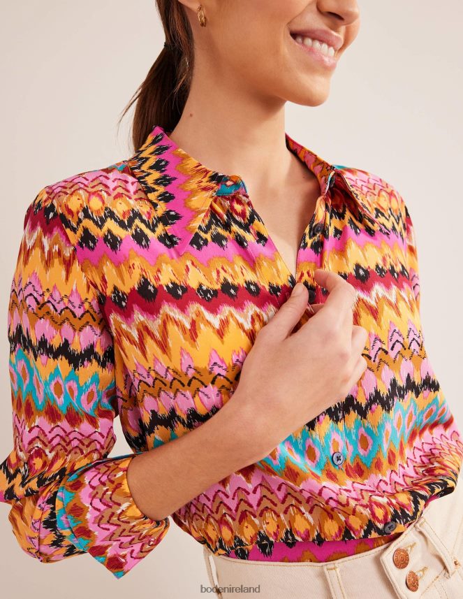 Multi & Textured Ikat Clothing Silk Shirt Boden Women L466L6991