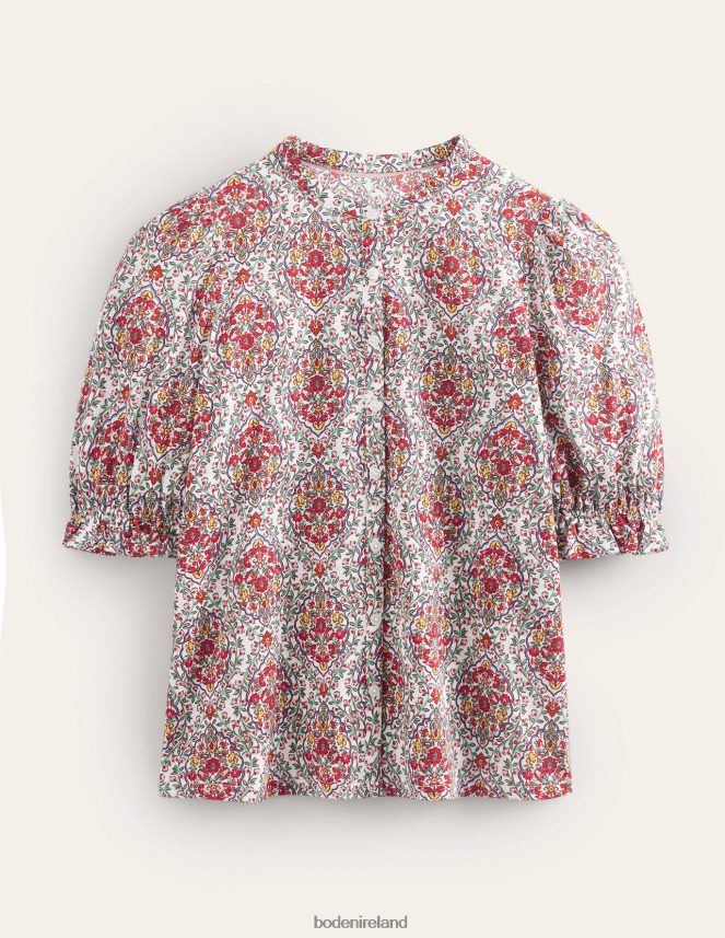 Multi & Vine Terrace Clothing Frilled Short Sleeve Shirt Boden Women L466L62514