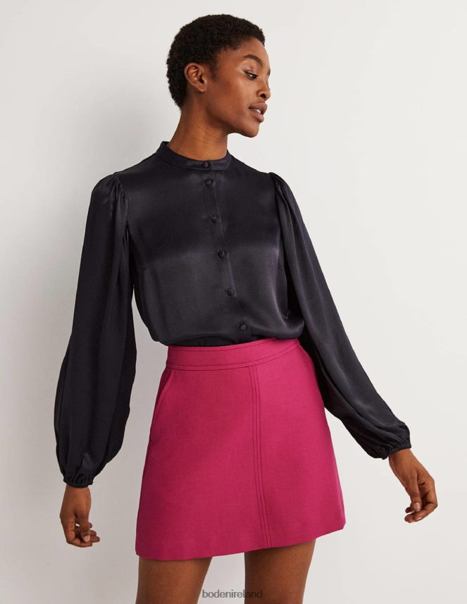 Navy Clothing Blouson Sleeve Satin Shirt Boden Women L466L62025