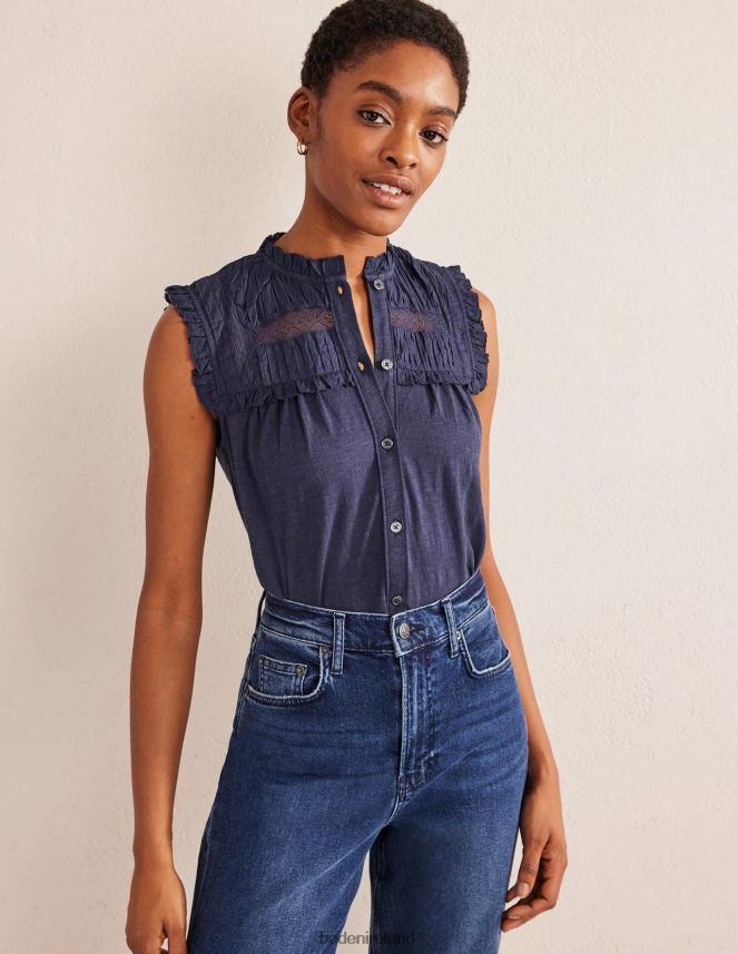 Navy Clothing Yoke Detail Jersey Shirt Boden Women L466L61449