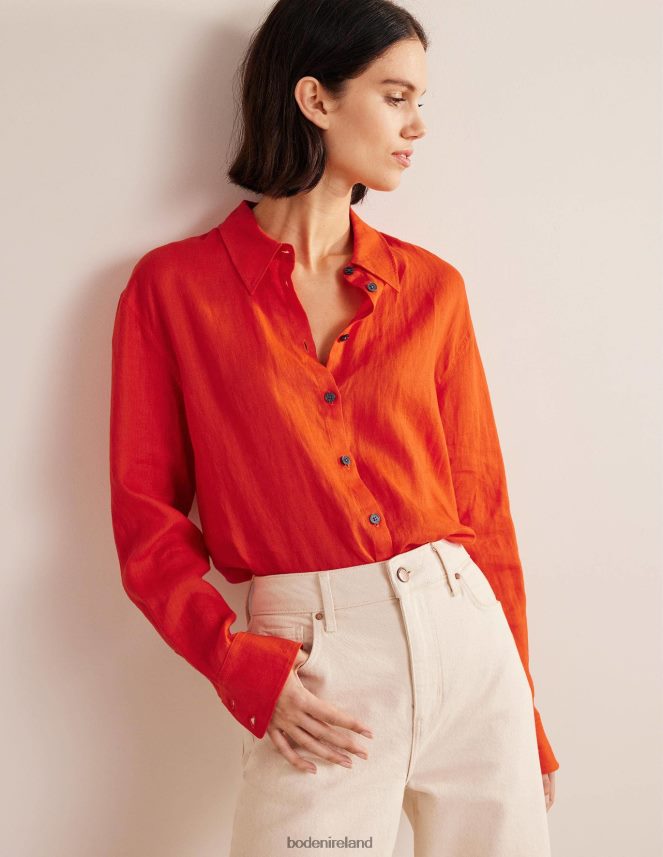 Orange Clothing Relaxed Linen Shirt Boden Women L466L61250