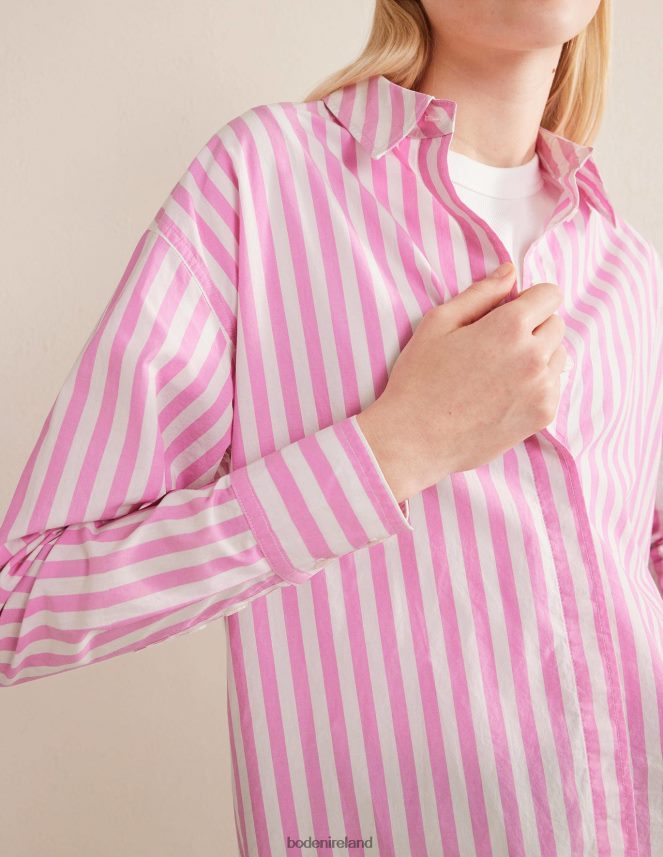 Pink Stripe Clothing Oversized Cotton Shirt Boden Women L466L61661