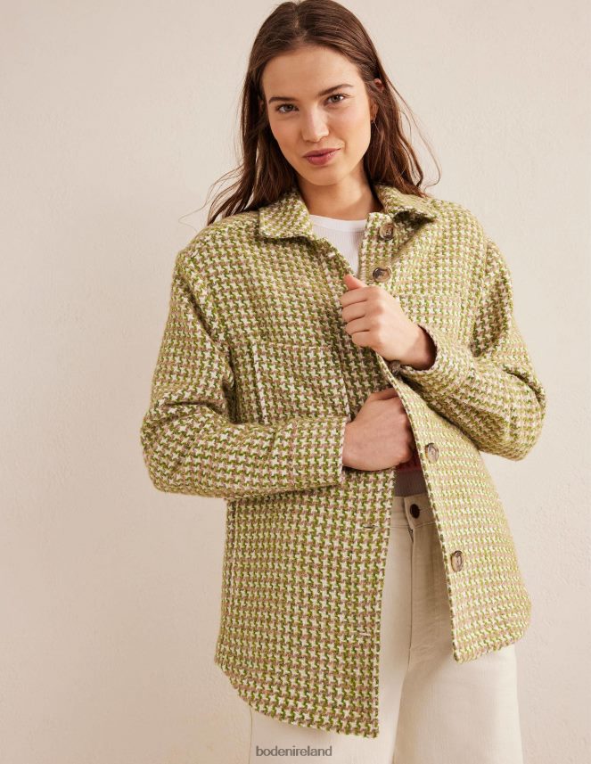 Pink and Green Houndstooth Clothing Relaxed Textured Overshirt Boden Women L466L61606