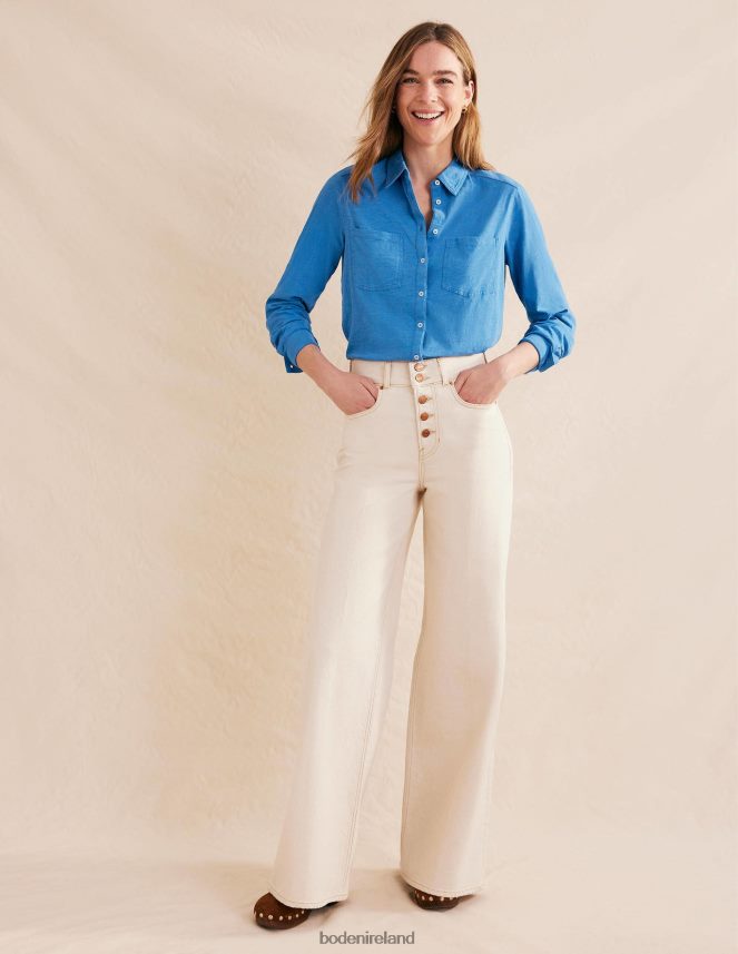 Porcelain Blue Clothing Cotton Jersey Shirt Boden Women L466L62186