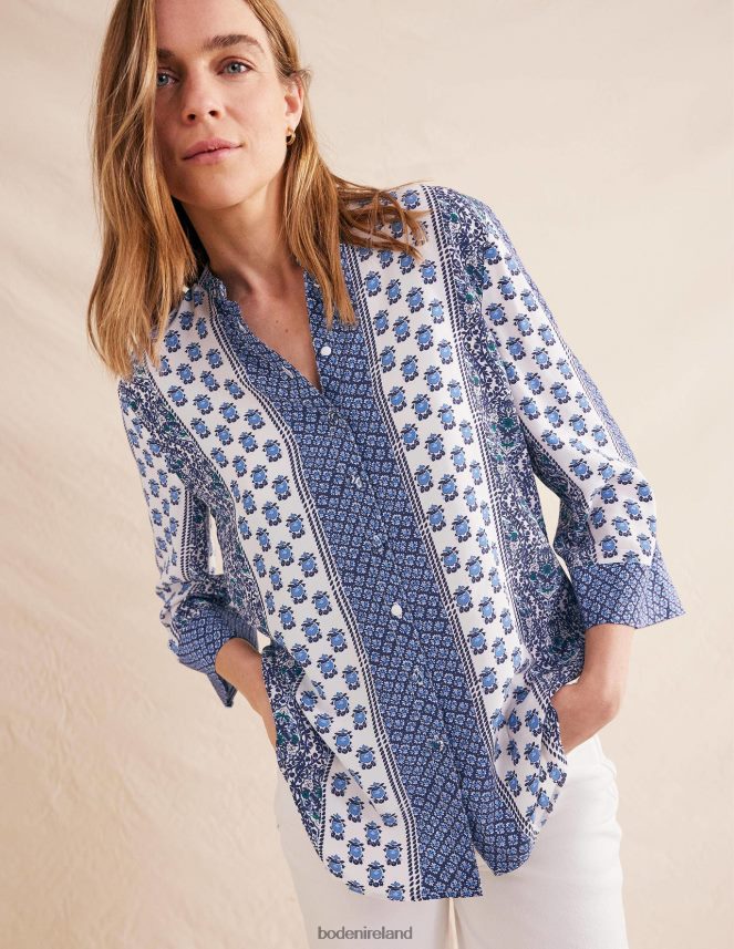 Prussian Blue & Dainty Floret Clothing Wide Sleeve Relaxed Blouse Boden Women L466L61115