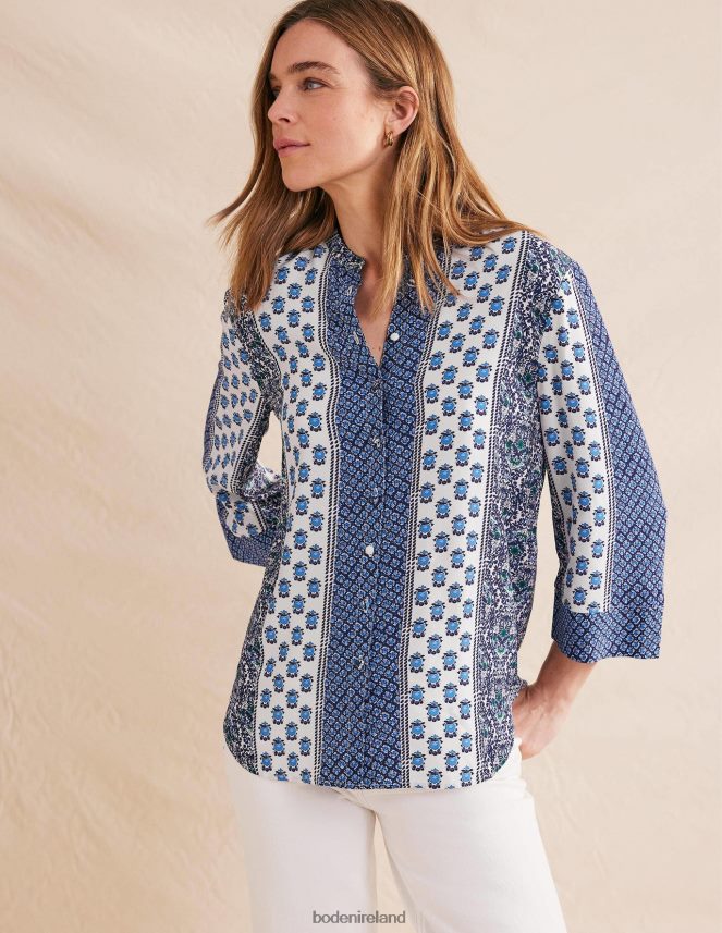 Prussian Blue & Dainty Floret Clothing Wide Sleeve Relaxed Blouse Boden Women L466L61115