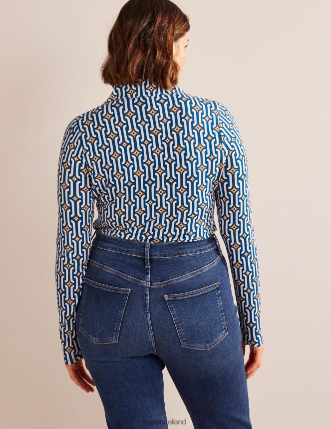 Sapphire & Azure Geo Clothing Printed Jersey Shirt Boden Women L466L61485