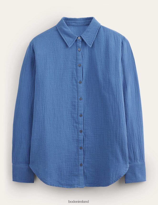 True Navy Clothing Cotton Texture Shirt Boden Women L466L61182