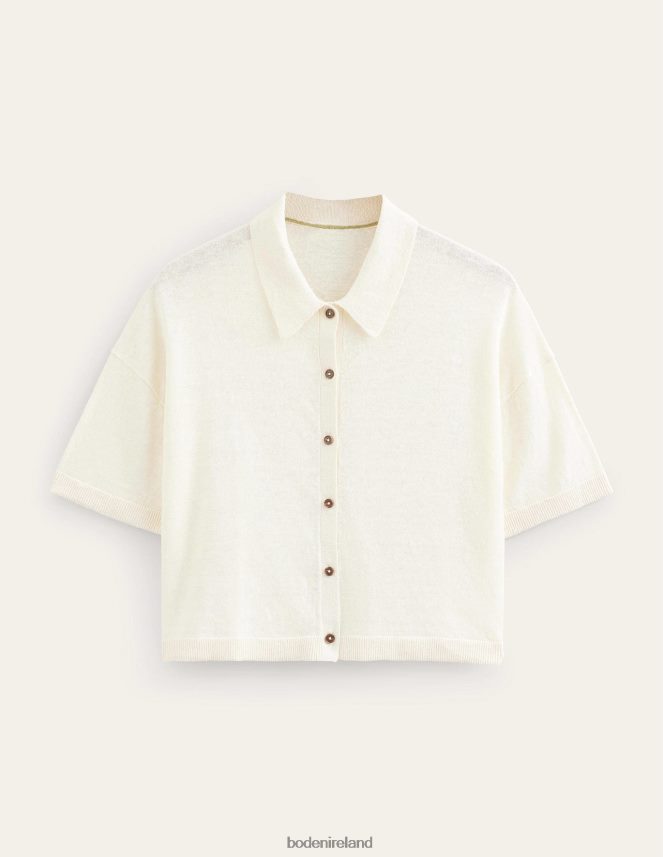Warm Ivory Clothing Collared Linen Knitted Shirt Boden Women L466L62277