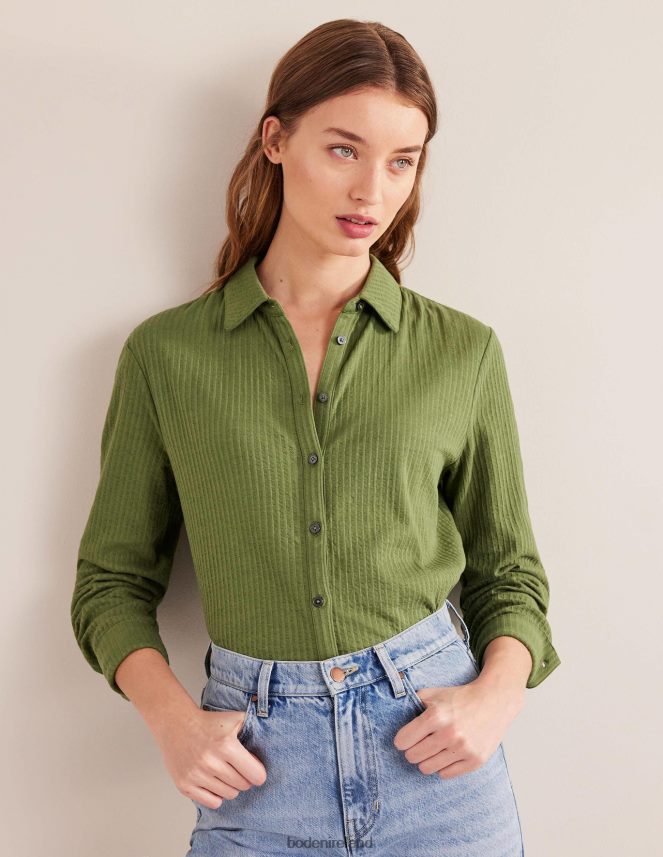Washed Khaki Clothing Textured Jersey Shirt Boden Women L466L61412