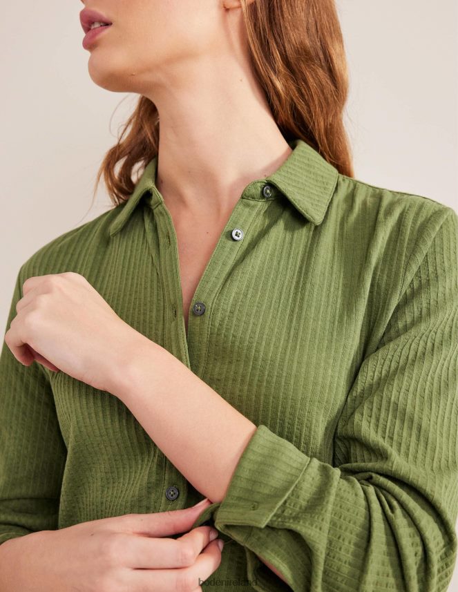 Washed Khaki Clothing Textured Jersey Shirt Boden Women L466L61412