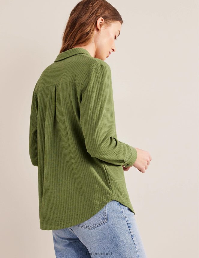 Washed Khaki Clothing Textured Jersey Shirt Boden Women L466L61412
