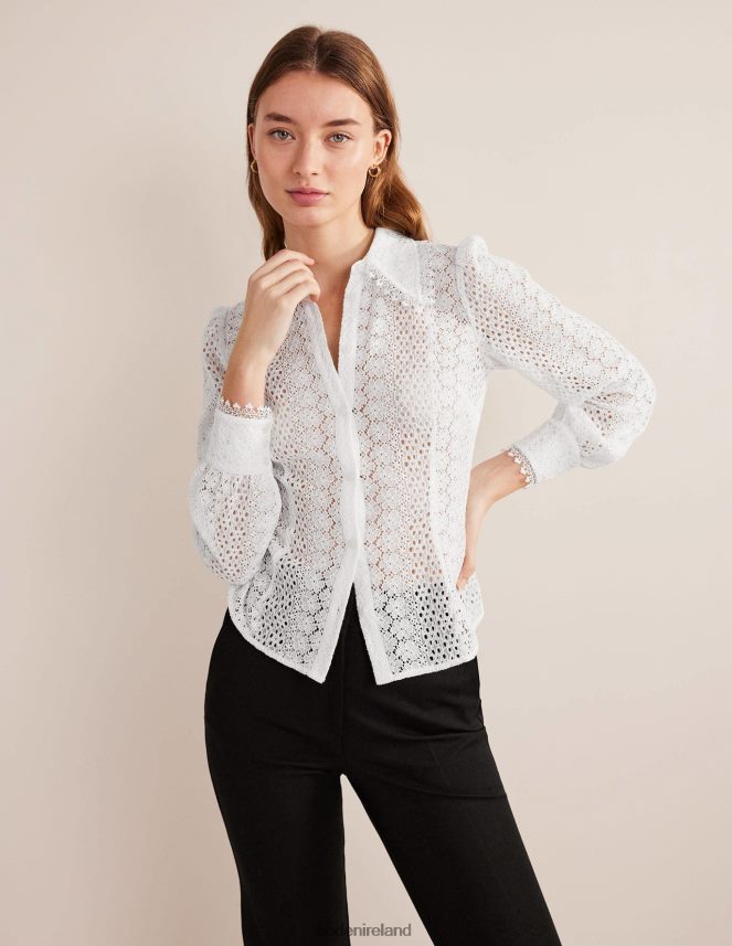 White Clothing Fitted Lace Shirt Boden Women L466L61816