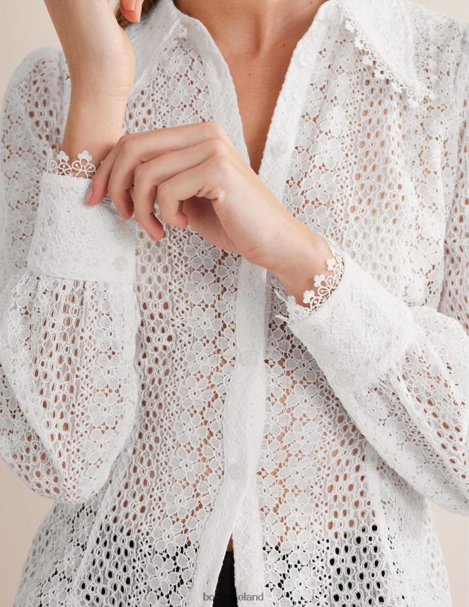 White Clothing Fitted Lace Shirt Boden Women L466L61816