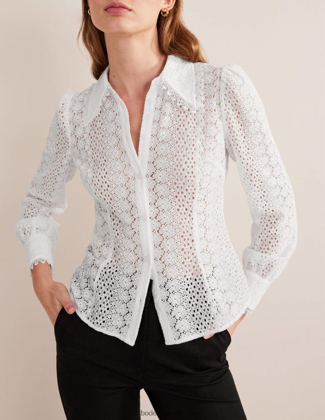 White Clothing Fitted Lace Shirt Boden Women L466L61816