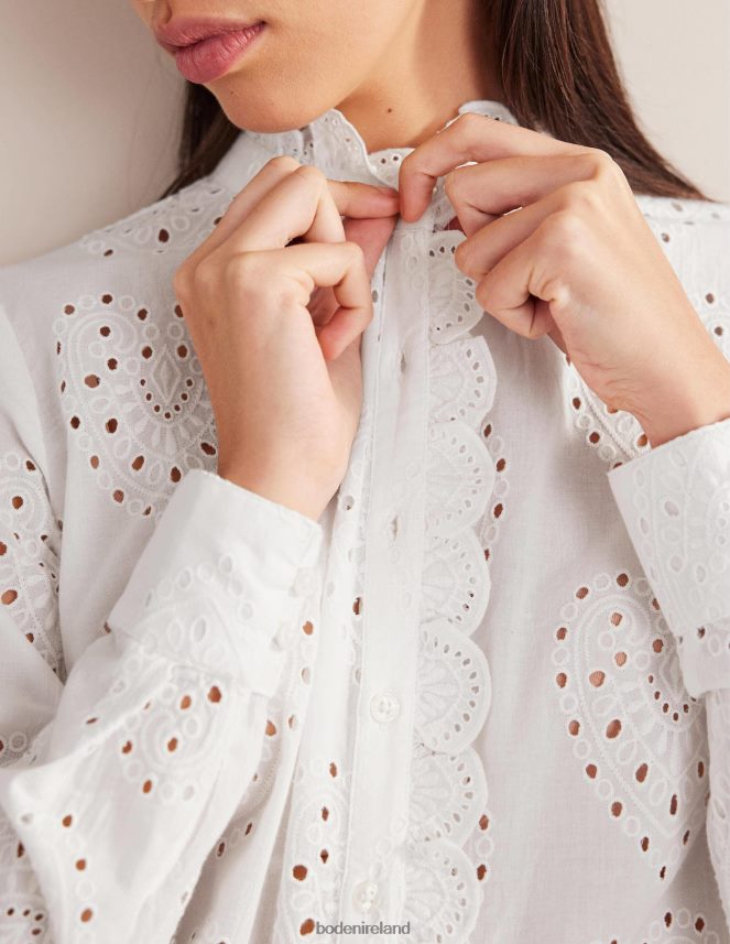 White Clothing Scallop Trim Broderie Shirt Boden Women L466L62533