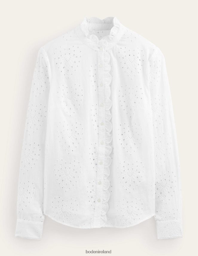 White Clothing Scallop Trim Broderie Shirt Boden Women L466L62533