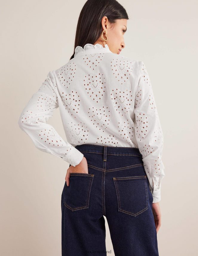 White Clothing Scallop Trim Broderie Shirt Boden Women L466L62533