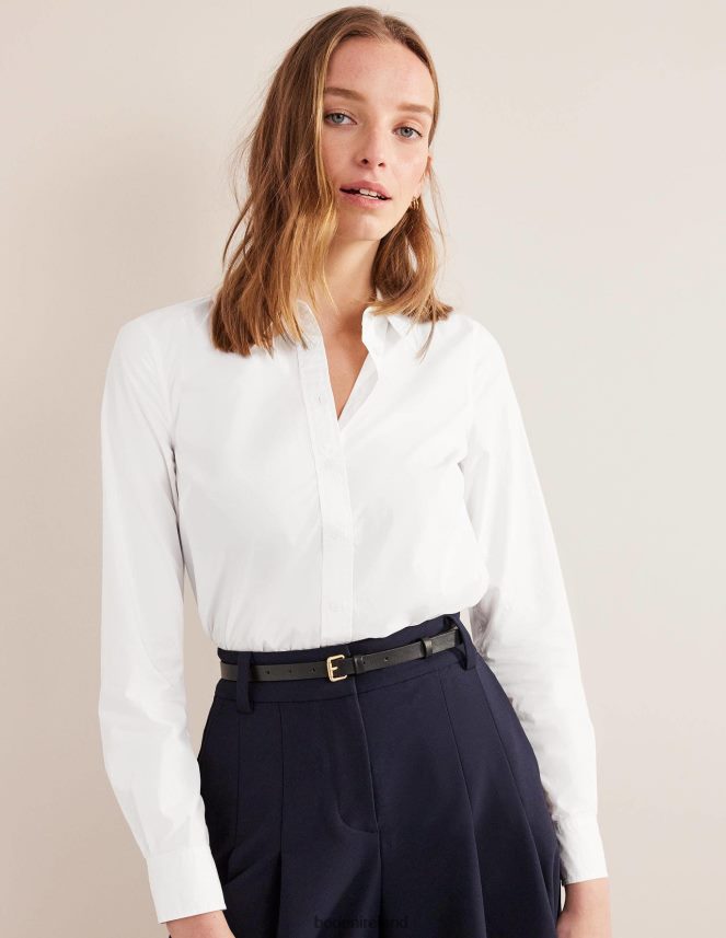 White Clothing Straight Cotton Shirt Boden Women L466L6993