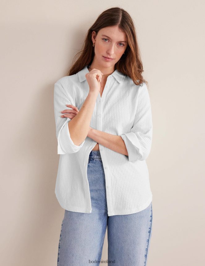 White Clothing Textured Jersey Shirt Boden Women L466L61252
